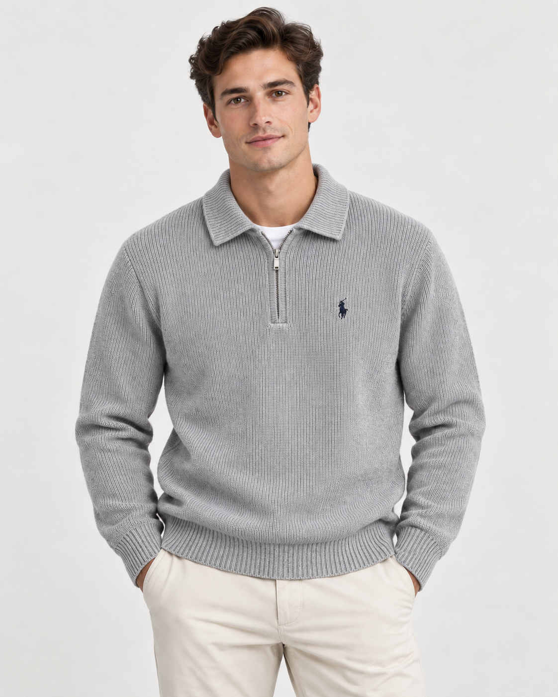 Ralph Grey knit zip pullover