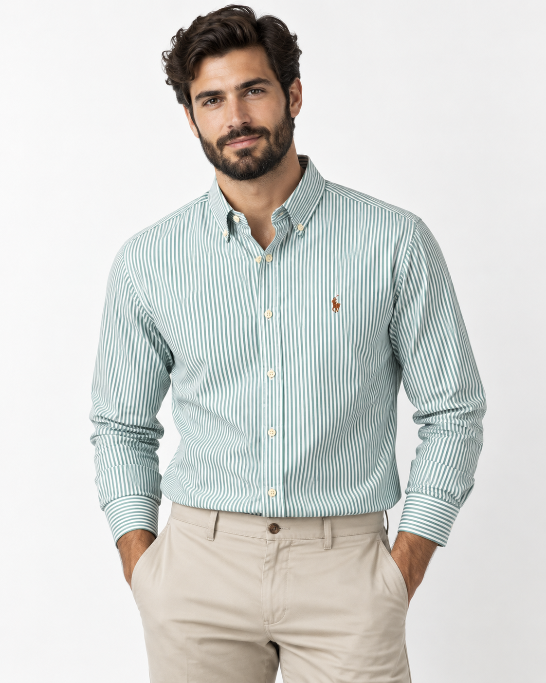 Ralph Light Green Striped Shirt