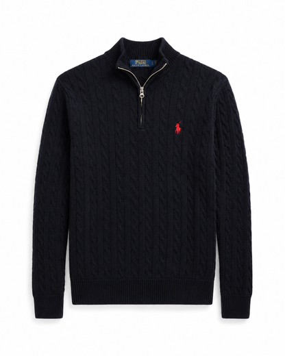 Ralph Burgundy Cable Knit ¼ Zip Pullover
