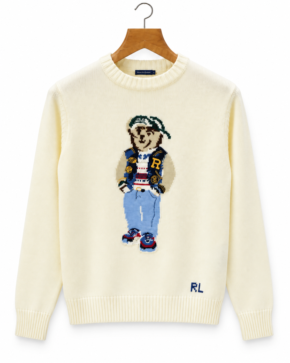 Ralph White Polo Bear Jumper