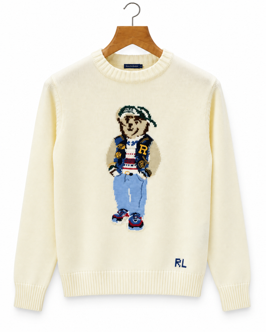 Ralph White Polo Bear Jumper