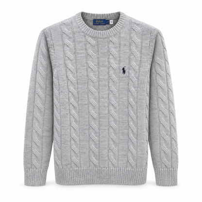 Ralph Grey Cable Knit Crewneck Jumper – Unisex