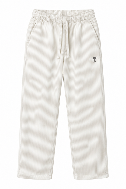AMI White Striped Straight-Leg Joggers – Unisex