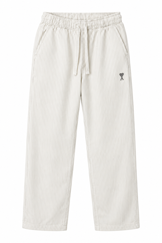 AMI White Striped Straight-Leg Joggers – Unisex