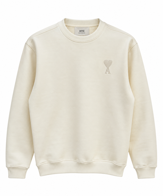 AMI Cream Unisex Knit Jumper
