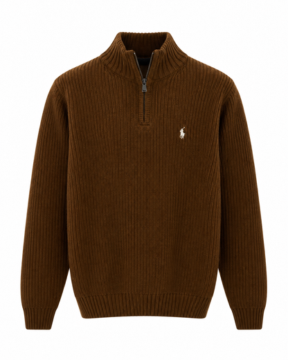 Ralph Brown Knit ¼ Zip Pullover