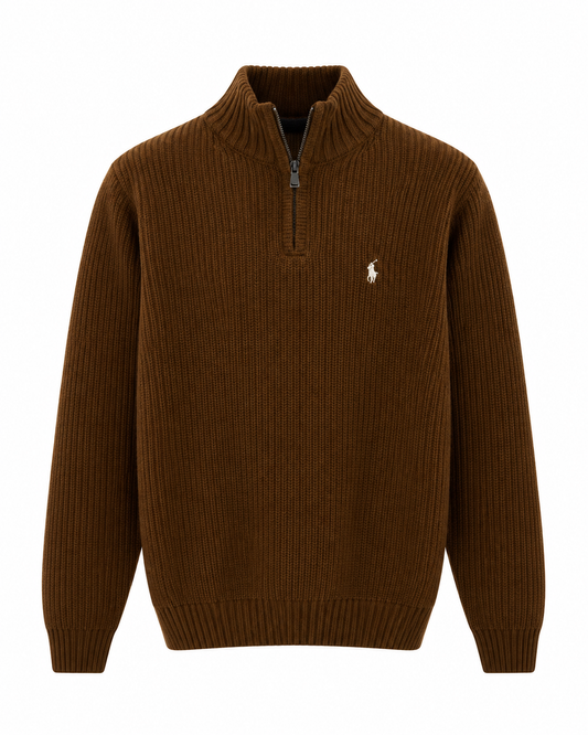 Ralph Brown Knit ¼ Zip Pullover
