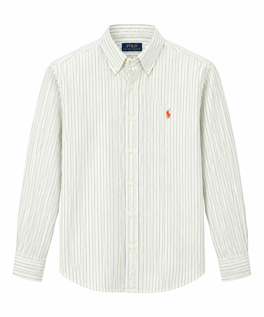 Ralph Green & White Striped Linen Shirt