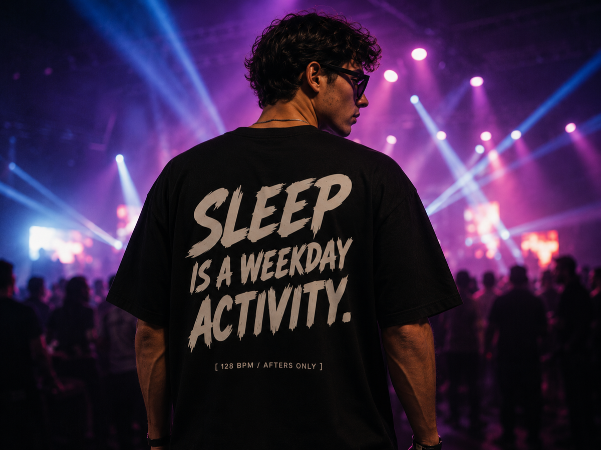 Rave Mode Oversized Tee – For The Night Shift