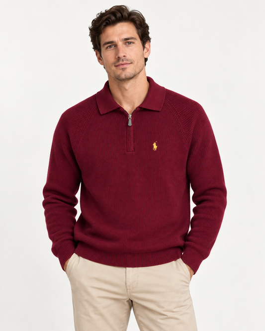 Ralph Burgundy Knit ¼ Zip Pullover