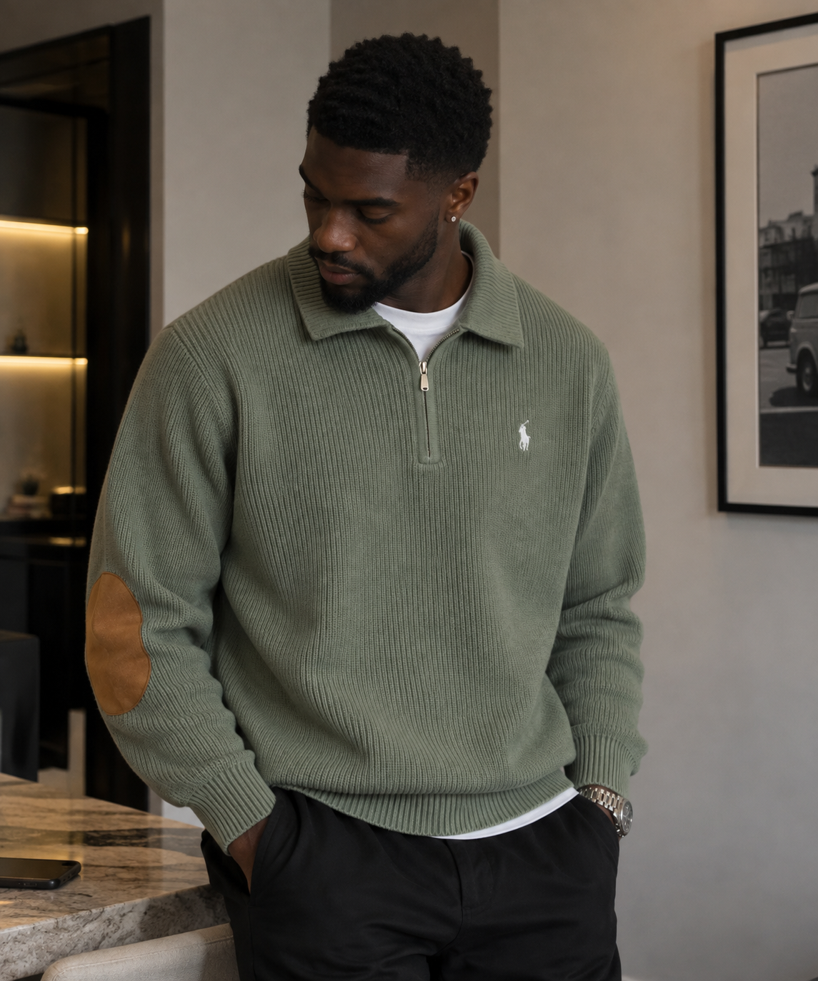 Ralph Green Knit ¼ Zip Pullover