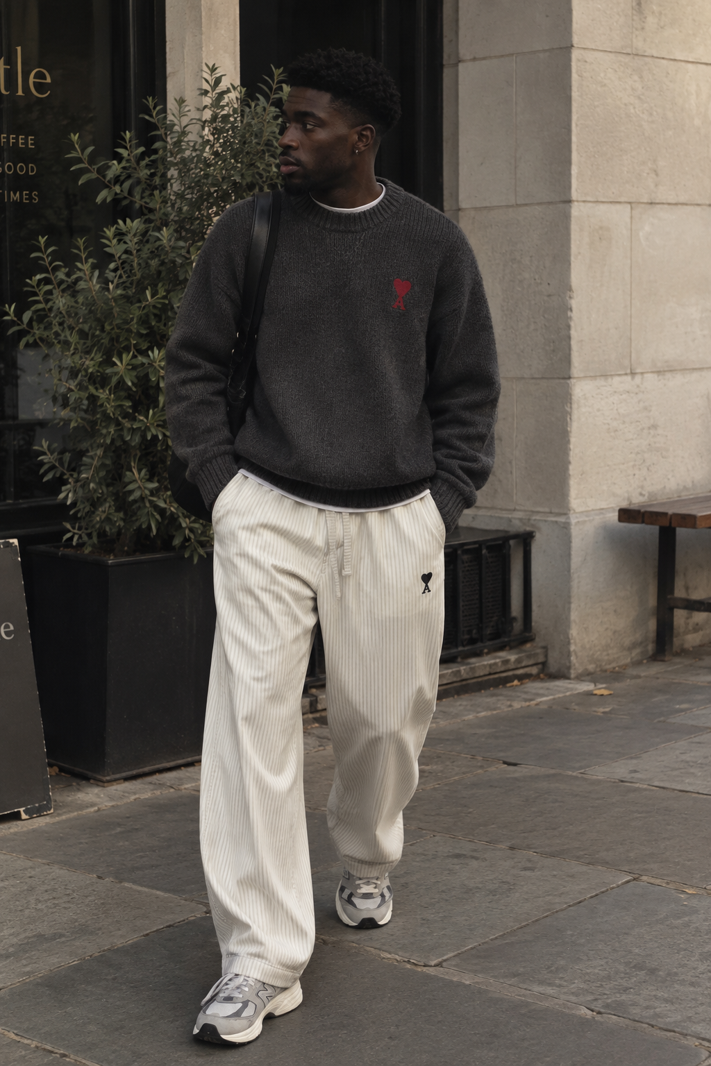 AMI White Striped Straight-Leg Joggers – Unisex