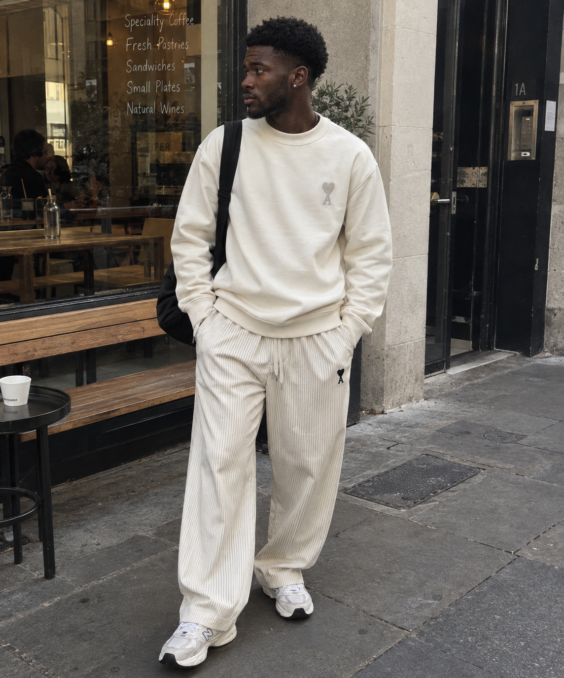 AMI Cream Unisex Knit Jumper
