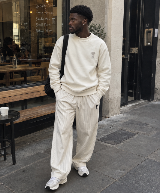 AMI Cream Unisex Knit Jumper