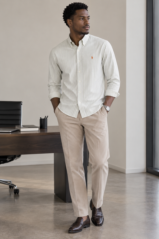 Ralph Green & White Striped Linen Shirt