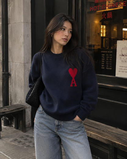 AMI Blue Unisex Knit Jumper