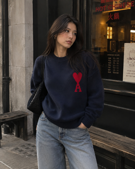 AMI Blue Unisex Knit Jumper