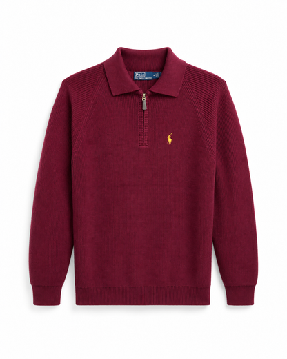 Ralph Burgundy Knit ¼ Zip Pullover
