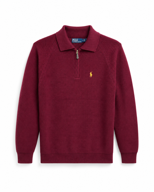 Ralph Burgundy Knit ¼ Zip Pullover