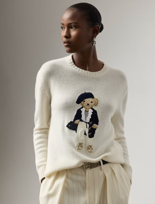 Ralph White Polo Bear Jumper