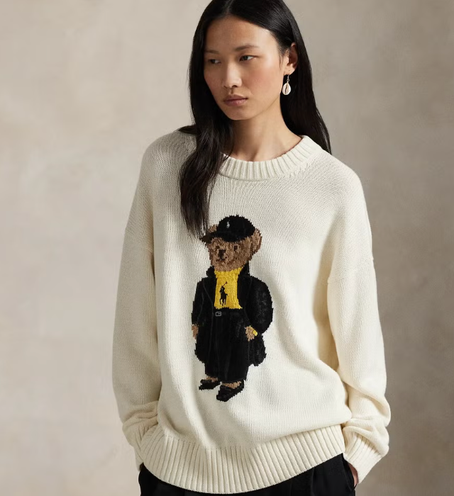 Ralph White Polo Bear Jumper